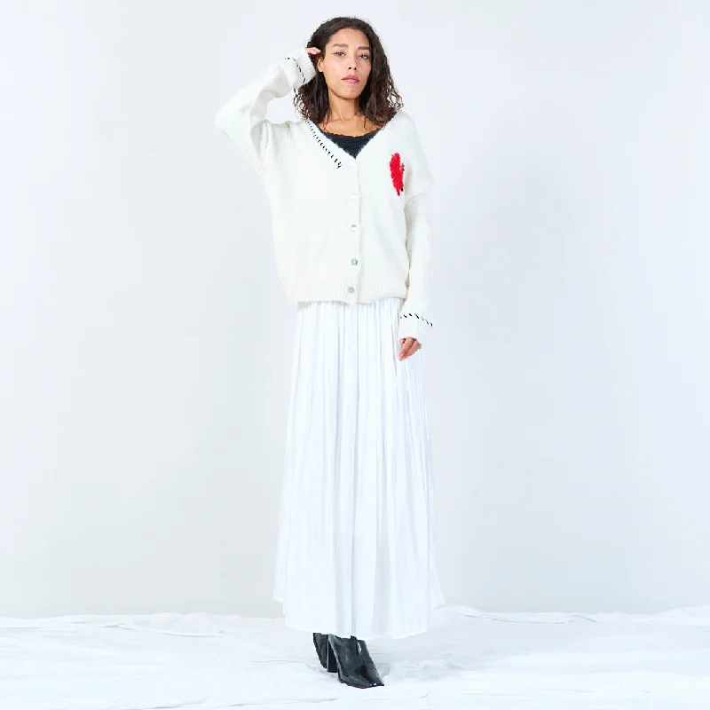 cardigan for women soft ivory -Heart accent cardigan wholesale