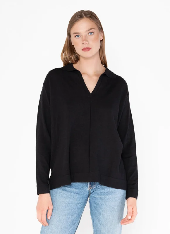 boucle pullover sweater textured -Knit  Sweater | Black