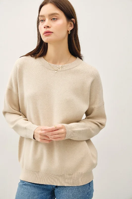 ribbed alpaca pullover sweater -Lennox Basic Blouson Sleeve Pullover Sweater