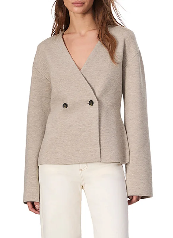 cardigan with satin trim -Lori Double-Breasted Cardigan