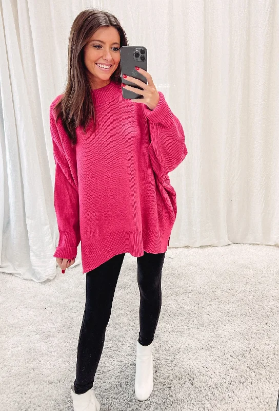 pullover sweater teens vivid -Lucy Pink Sweater