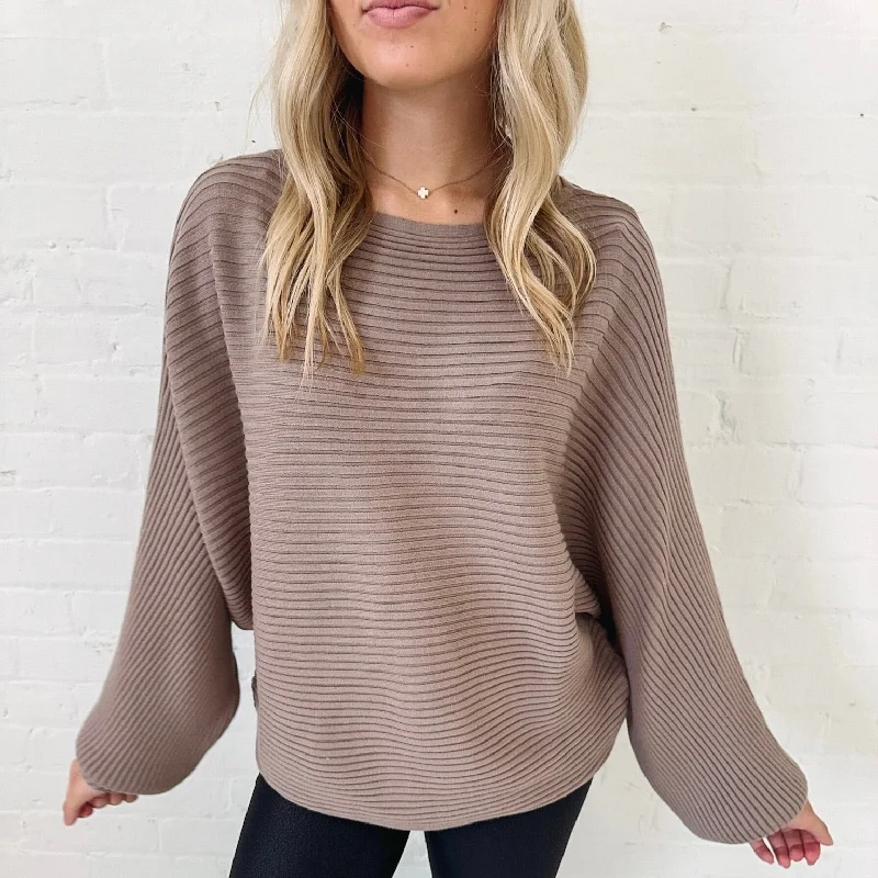 mocha pullover sweater rich -Mollie Sweater