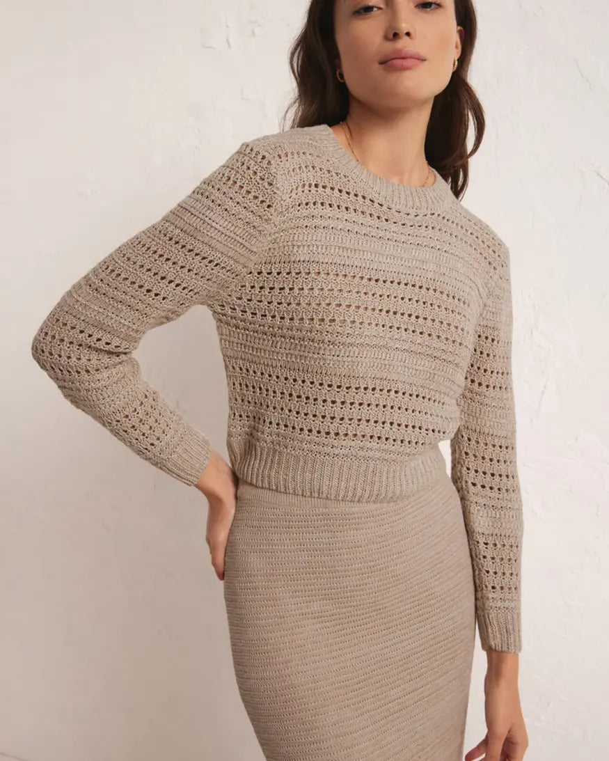 taupe pullover sweater earthy -Montalvo Crew Neck Sweater