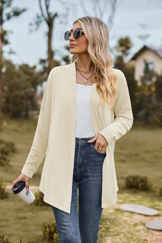 brushed bamboo cardigan soft -Open Front Long Sleeve Cardigan