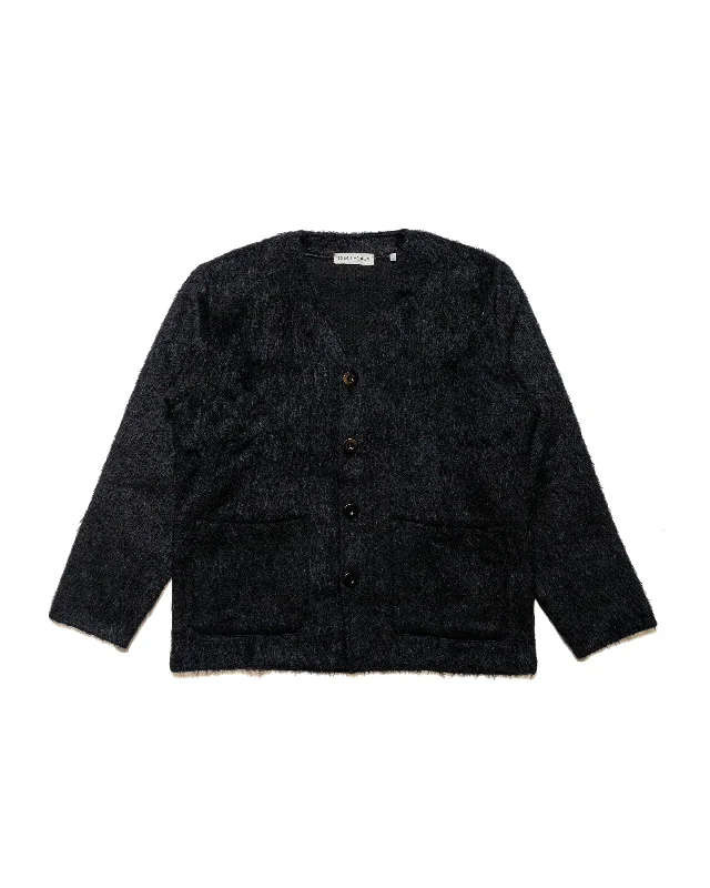 short cardigan sporty vibe -Our Legacy Cardigan Black Mohair