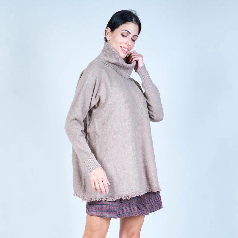 pullover sweater with lace -Oversized high-neck sweater wholesale