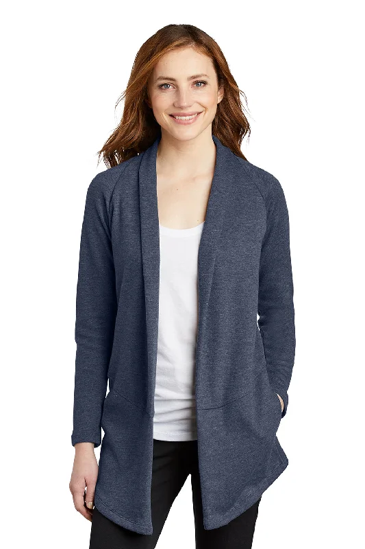 textured bamboo cardigan tactile -Port Authority Womens Long Sleeve Cardigan Sweater - Heather Estate Blue