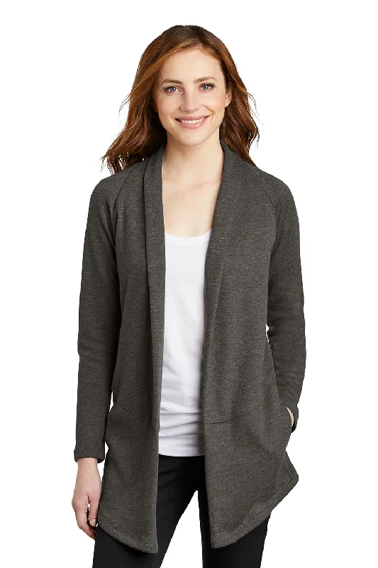 cardigan with drop cuffs -Port Authority Womens Long Sleeve Cardigan Sweater - Heather Charcoal Grey