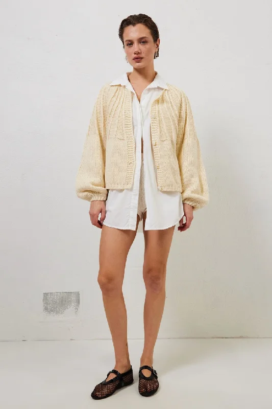 cardigan for women forest green -Riley Knit Cardigan Cream