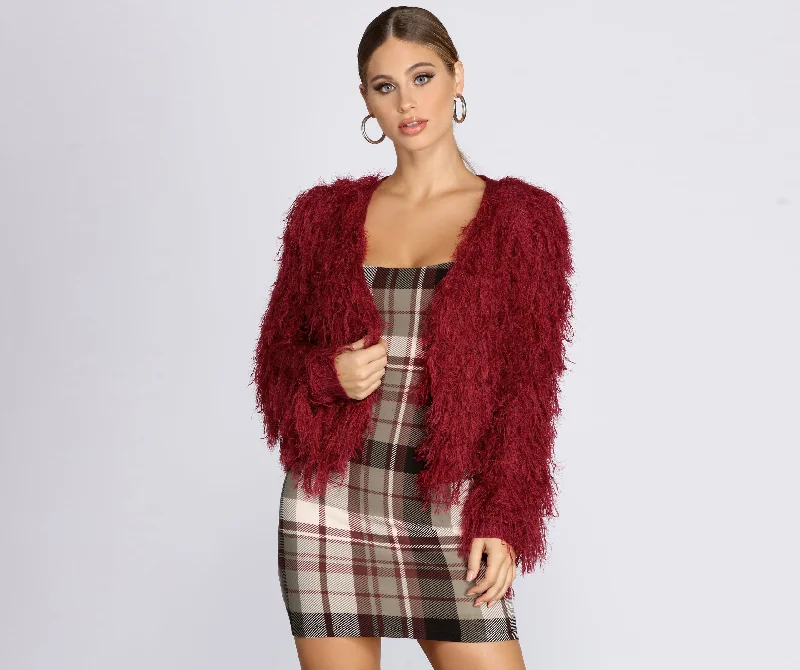 cropped cardigan trendy vibe -She Bad Shaggy Cardigan