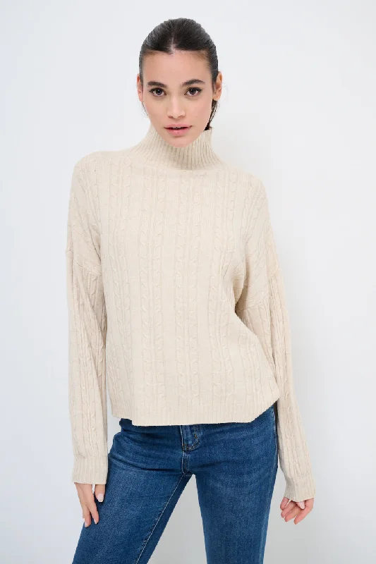 ombre pullover sweater gradient -Soft cable-knit turtleneck sweater wholesale