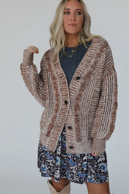 lightweight alpaca cardigan airy -Sunset Stroll Cardigan - Brown