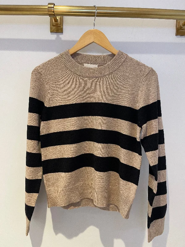 organic mohair pullover sweater -Taylor Cropped Wide Stripe Sweater