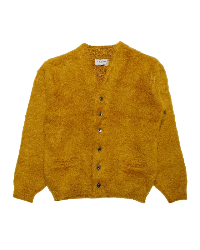 cropped cardigan trendy vibe -The Real McCoy's MC19103 JM Mohair Cardigan Mustard