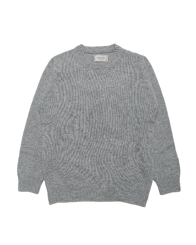 pullover sweater with slits -The Real McCoy's MC21114 Wool Crewneck Sweater Grey