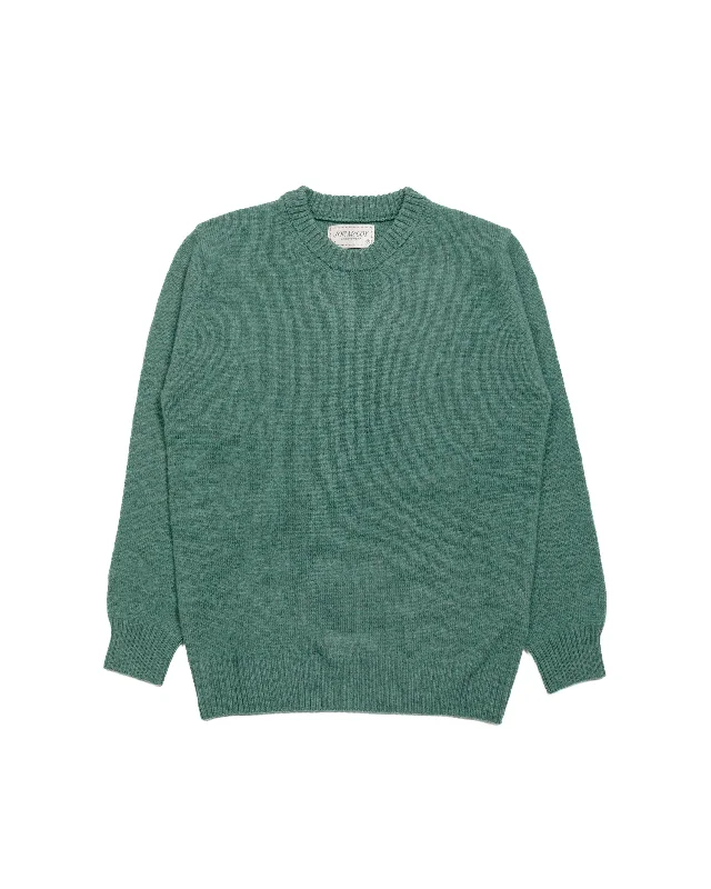 pullover sweater with flares -The Real McCoy's MC21114 Wool Crewneck Sweater Kelly Green