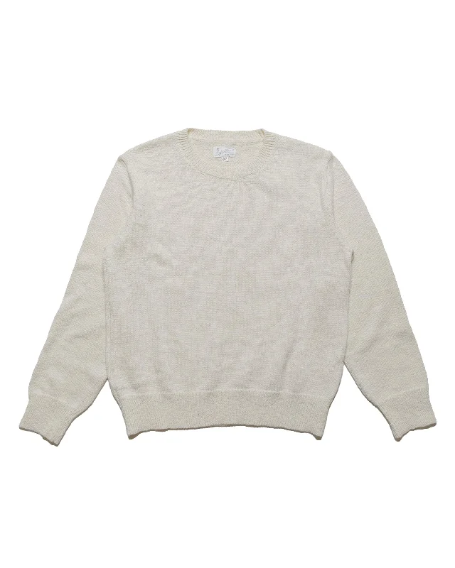 patterned linen pullover sweater -The Real McCoy's MC23014 Cotton Crewneck Sweater Ecru