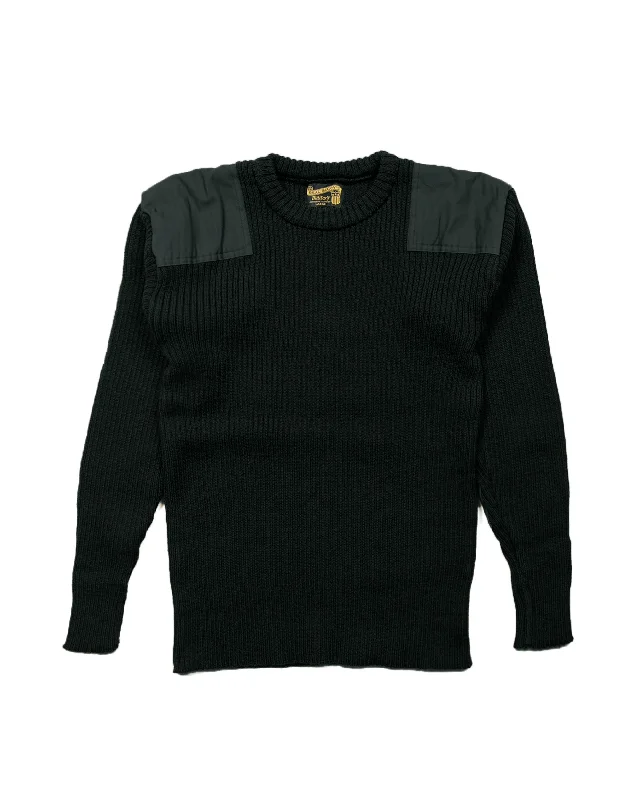 pullover sweater with satin -The Real McCoy's MC23104 Sweater, Service Wool Black