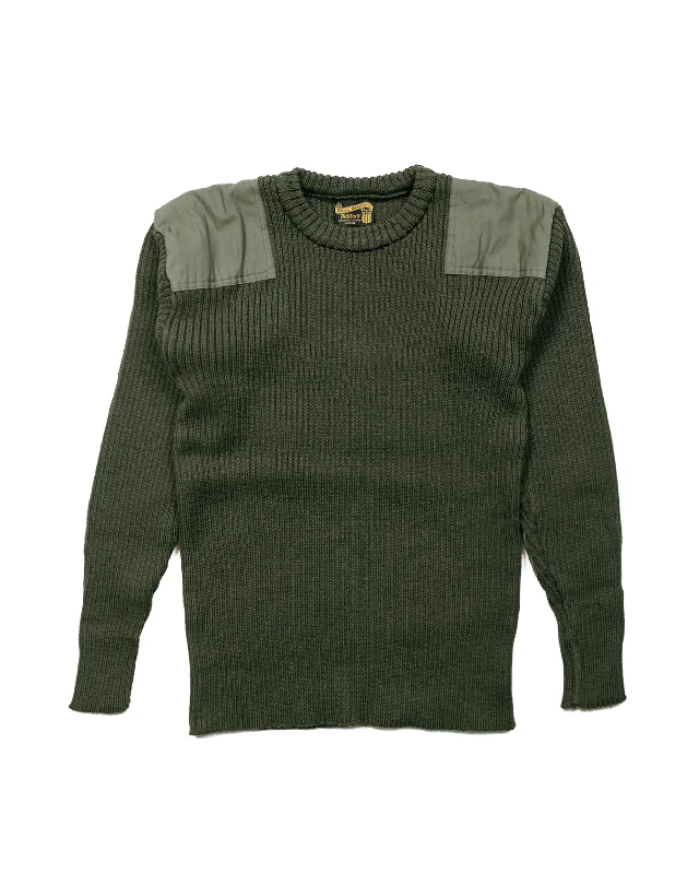 recycled velvet pullover sweater -The Real McCoy's MC23104 Sweater, Service Wool Olive