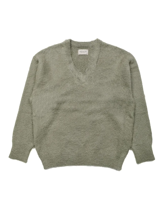 pullover sweater kids moon -The Real McCoy's MC23109 JM Mohair V-Neck Sweater Mint