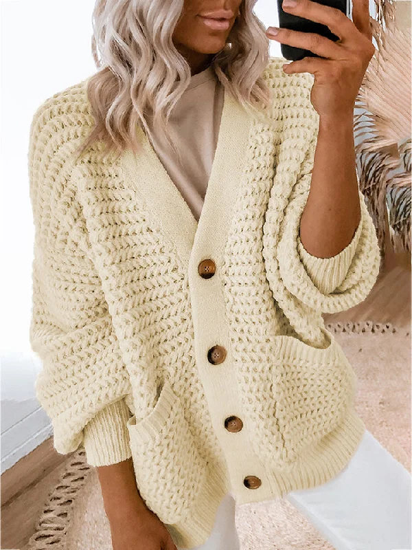 cardigan with crystal accents -V-Neck Long Sleeve Cardigan