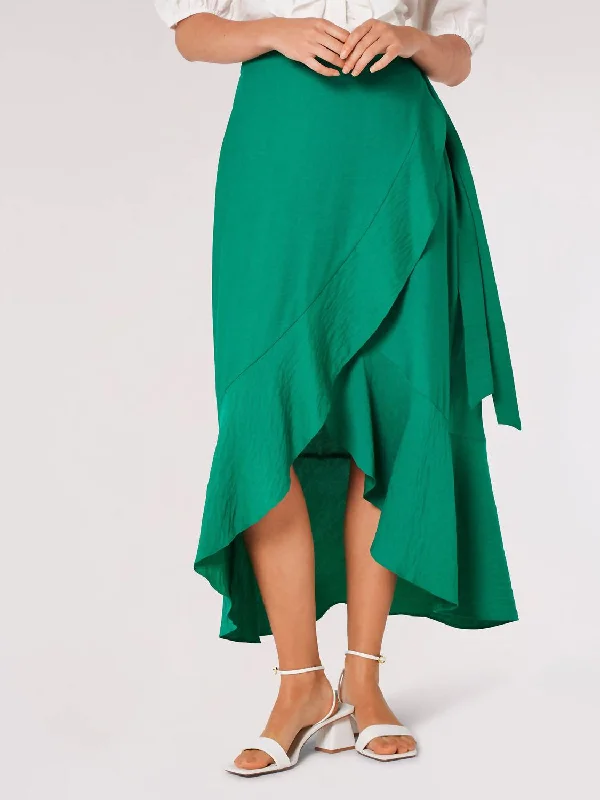 melon casual skirts -Big Ruffle Maxi Skirt In Green