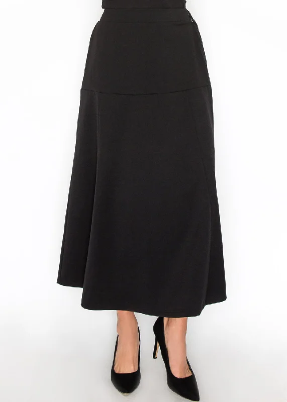 charcoal rugged skirts -Black Panel Midi Skirt