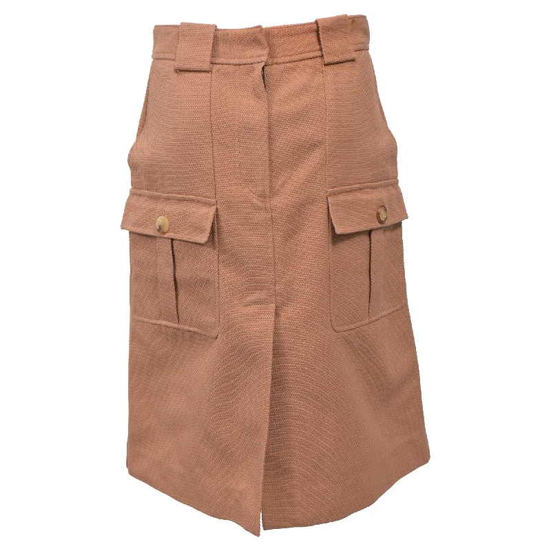 polo grid skirts -Bottega Veneta Pique A-line Midi Skirt in Beige Cotton