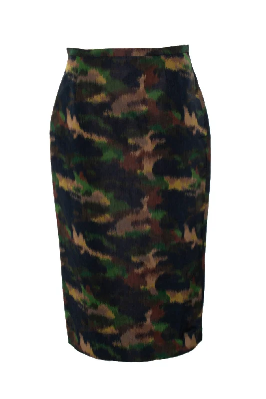 club stripe skirts -camouflage printed midi skirt