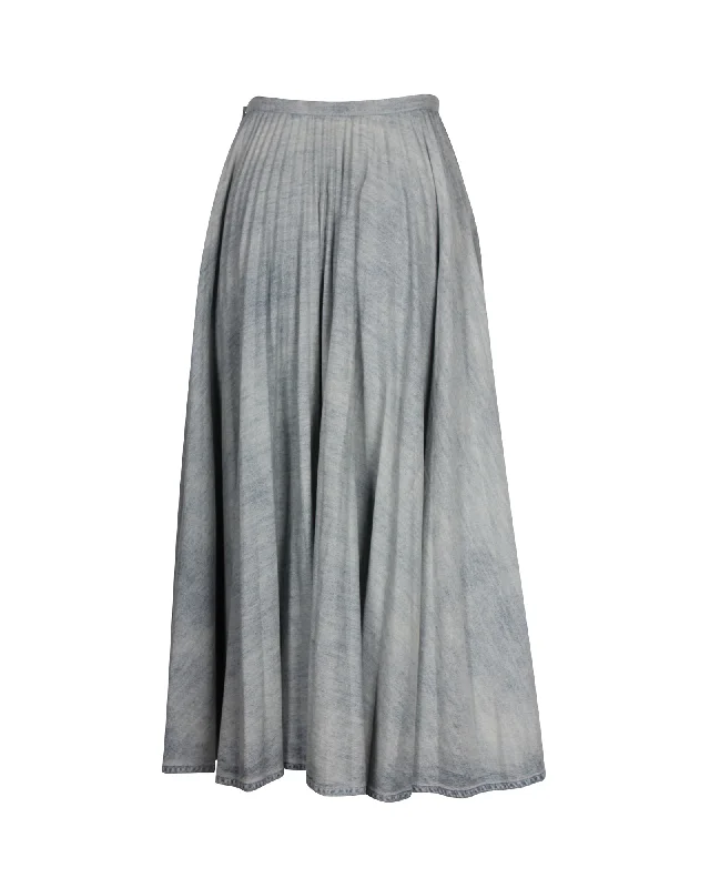 ombre flow skirts -Dior Pleated Midi Length Skirt in Light Blue Denim