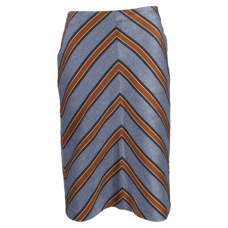 cerise chic skirts -Fendi Striped Midi Skirt Blue Polyester