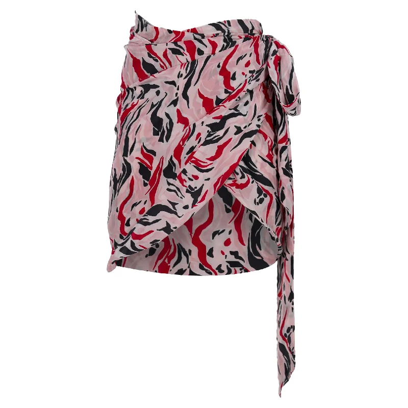 lapis comfy skirts -Isabel Marant Printed Wrap Skirt in Pink Silk