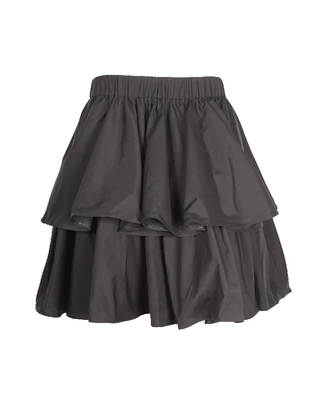 melon trim skirts -Jason Wu Tiered Skirt in Black Cotton