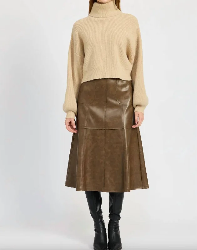 iron grey skirts -Kinsley Midi Skirt In Brown