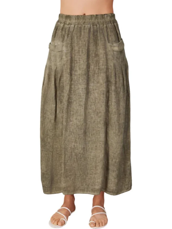 slim pattern skirts -Linen Skirt In Antique Army Green