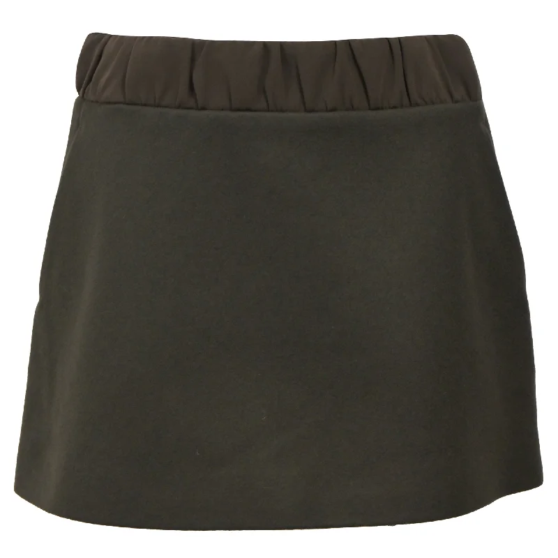 wide utility skirts -Neil Barrett Mini Gartered Waist A-line Skirt in Olive Wool