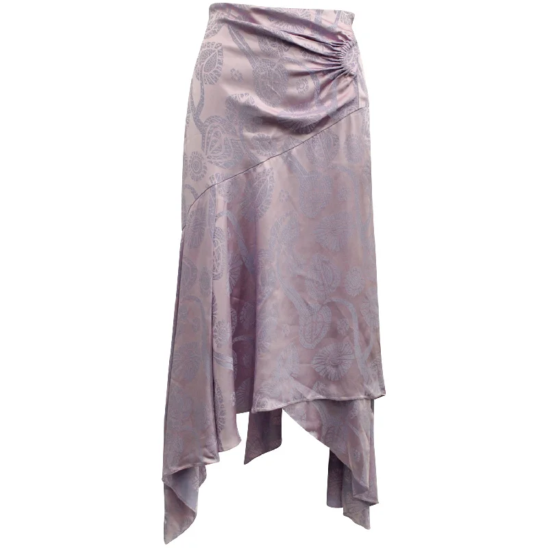 ruche grid skirts -Peter Pilotto Jacquard Midi Skirt in Purple Satin