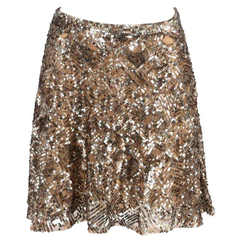 sport grid skirts -Ralph Lauren Mini High-Waisted A-Line Skirt in Gold Sequin