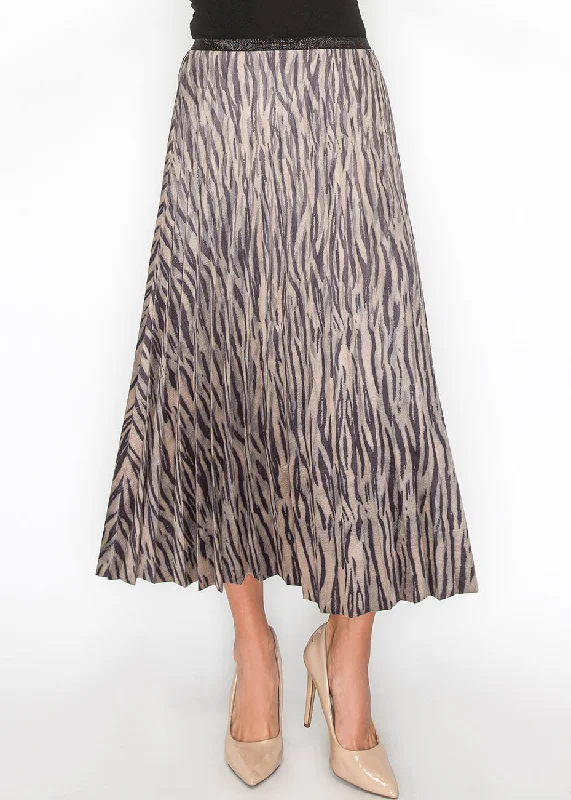 budget chic skirts -Striped Safari Pleated Skirt