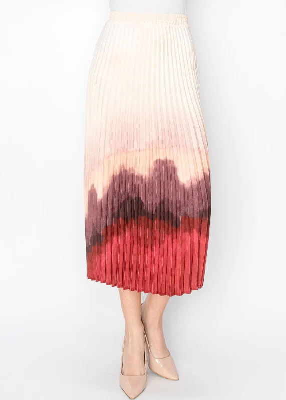 soft peach skirts -Sunset Ombre Pleated Skirt