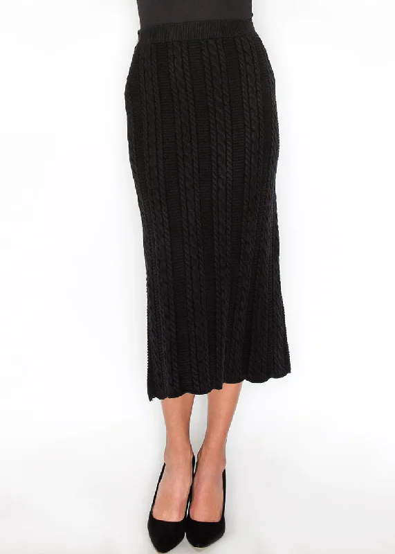 ivory casual skirts -Textured Elegance Cable-Knit Skirt