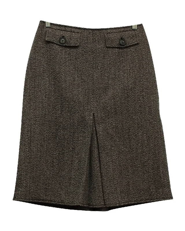 junior pattern skirts -Victoria Beckham A-Line Skirt with Pockets in Brown Wool