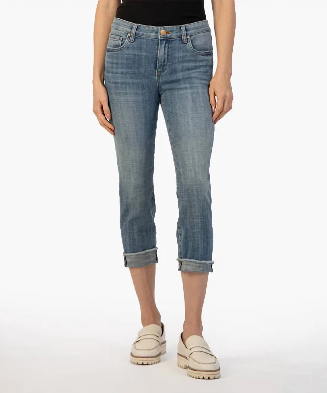 team stretch pants -Amy Crop Straight Leg Jean In Gained/medium Base Wash