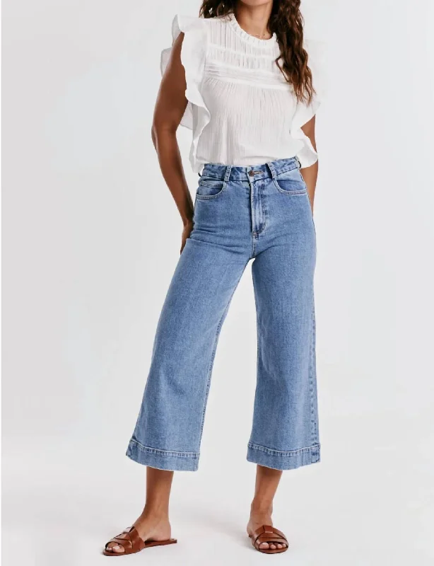 brass trim pants -Aubrey Wide Leg Cropped Jean In Sheridan