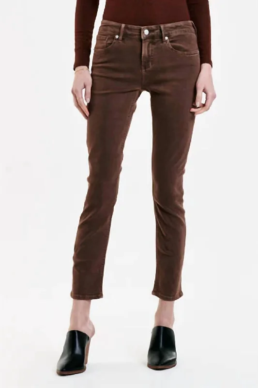 racer weave pants -Blair Rootbeer Straight Ankle Jean In Brown