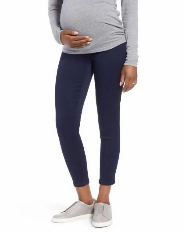 slim weave pants -Butter Ankle Maternity Pull On Leggings Jeans In Blue