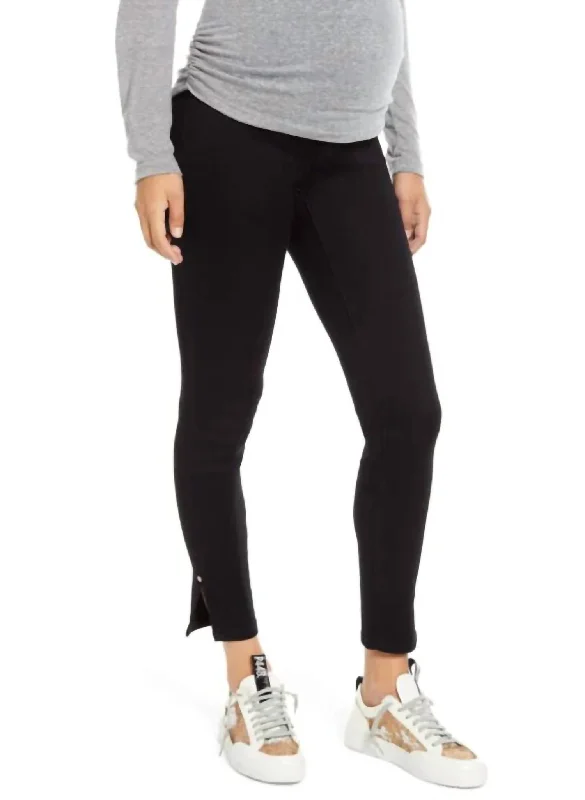 basil weave pants -Butter Ankle Slit Maternity Jeans In Black