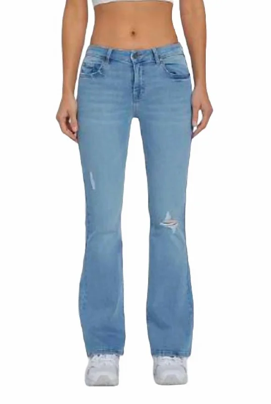 easy stretch pants -Casey Flare Jean In Medium Light