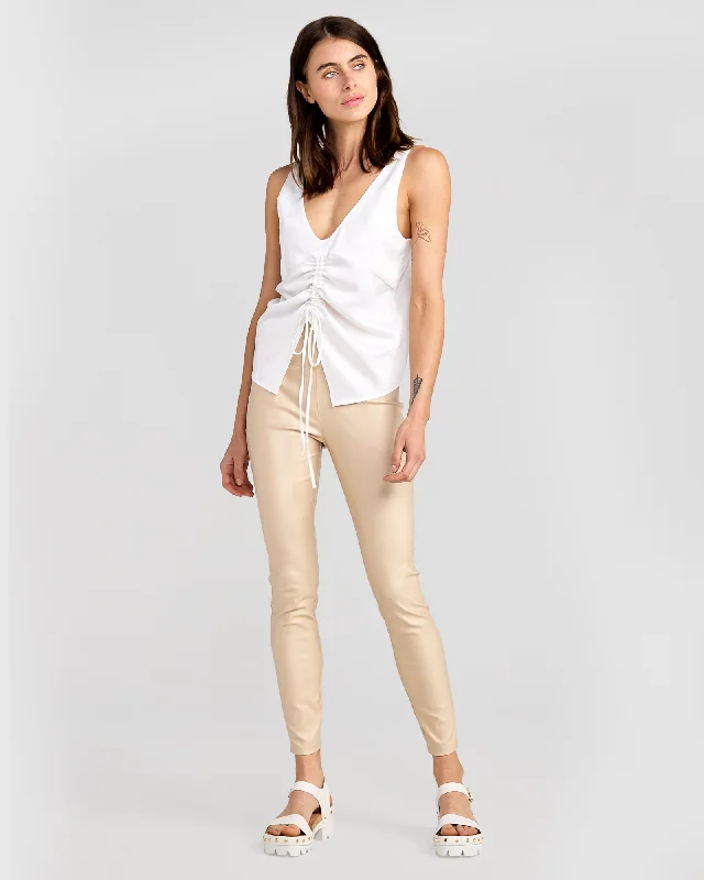 piped trim pants -City Slicker Coated Legging