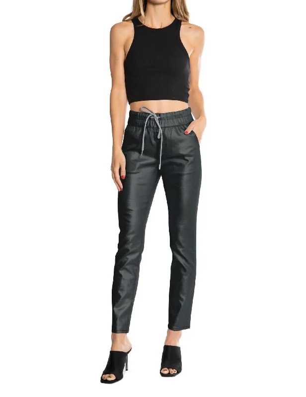 edge weave pants -Coated Easy Skinny Jogger Pant In Black